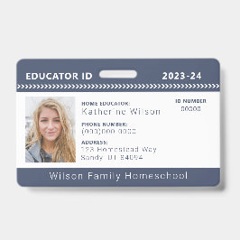 Navy Chevron Homeschool Educator ID Badge