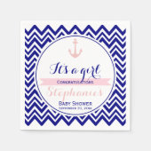 Navy Chevron met Baby Roze Nautisch Baby shower Servetten (Voorkant)