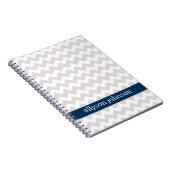 Navy Chevron Pattern Personalized Note Book Notitieboek (Rechterzijde)