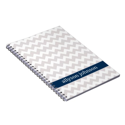 Navy Chevron Pattern Personalized Note Book Notitieboek (Rechterzijde)