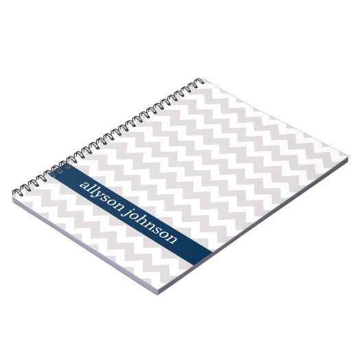 Navy Chevron Pattern Personalized Note Book Notitieboek (Linkerzijde)