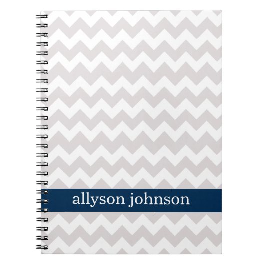 Navy Chevron Pattern Personalized Note Book Notitieboek (Voorkant)