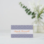 Navy Chevron Visitekaartjes (Staand voorkant)
