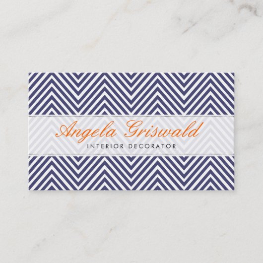 Navy Chevron Visitekaartjes (Voorkant)