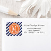 Navy Chevron Zigzag gepersonaliseerd monogram Etiket (Insitu)
