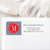 Navy Chevron Zigzag gepersonaliseerd monogram Etiket (Insitu)