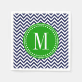 Navy Chevron Zigzag gepersonaliseerd monogram Servetten (Voorkant)