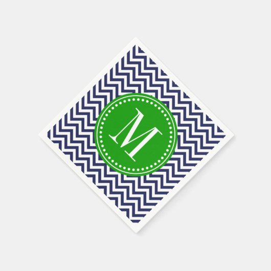 Navy Chevron Zigzag gepersonaliseerd monogram Servetten (Hoek)