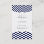 Navy Chevron Zigzag gepersonaliseerd monogram Visitekaartje (Achterkant)