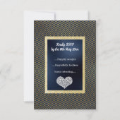 Navy Chevrongoud Hart RSVP eenvoudig elegant (Achterkant)