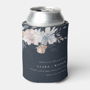 Navy Chic Blush Waterverf Bloemen Bruiloft Blikjeskoeler