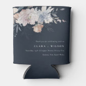 Navy Chic Blush Waterverf Bloemen Bruiloft Blikjeskoeler (Voorkant)