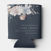 Navy Chic Blush Waterverf Bloemen Bruiloft Blikjeskoeler (Achterkant)