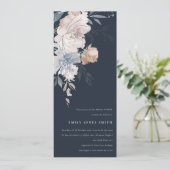 Navy Chic Blush Waterverf Bloemen Vrijgezellenfees Kaart (Staand voorkant)