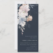 Navy Chic Blush Waterverf Bloemen Vrijgezellenfees Kaart (Voorkant)