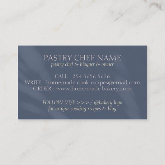 Navy Chic Pastry Spoon Spatula Chef Bake Visitekaartje (Achterkant)