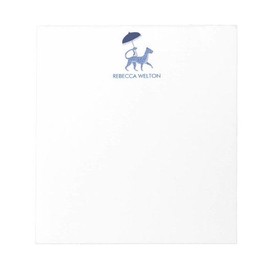 Navy Chinoiserie Cheetah Note Pad Notitieblok (Voorkant)