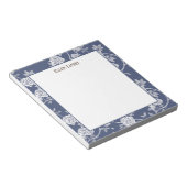 Navy Chinoiserie Floral gepersonaliseerd Notitieblok (Schuin)