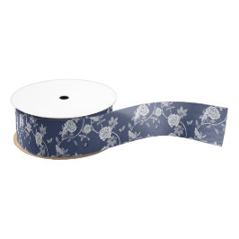 Navy Chinoiserie Floral Grosgrain Lint