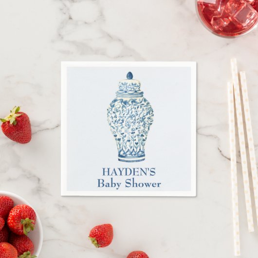 Navy Chinoiserie Ginger Jar Gepersonaliseerde serv Servet (Insitu)