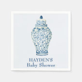 Navy Chinoiserie Ginger Jar Gepersonaliseerde serv Servet (Voorkant)