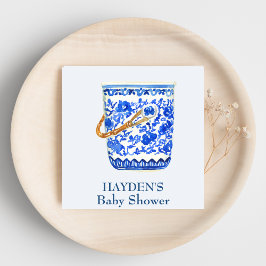 Navy Chinoiserie Ice Bucket Gepersonaliseerde serv Servet