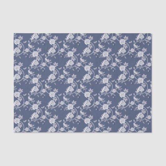 Navy Chinoiserie Rozen Pattern Tissuepapier (Voorkant)
