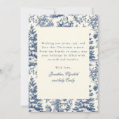 Navy Chinoiserie Toile De Jouy Photo Christmas Feestdagenkaart (Achterkant)