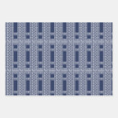 Navy Chinoiserie Vogels en Pagodes Inpakpapier Vel (Voorkant 2)