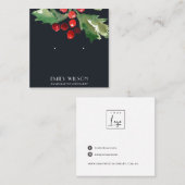 NAVY CHRISTMAS HOLLY BERRY STUD EARRING DISPLAY VIERKANTE VISITEKAARTJE (Voorkant / Achterkant)