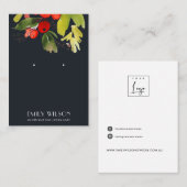 NAVY CHRISTMAS HOLLY BERRY STUD EARRING DISPLAY VISITEKAARTJE (Voorkant / Achterkant)