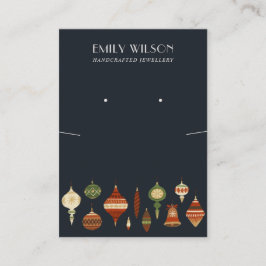 NAVY CHRISTMAS ORNAMENT KETTING EARRING DISPLAY VISITEKAARTJE