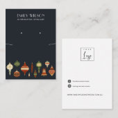 NAVY CHRISTMAS ORNAMENT KETTING EARRING DISPLAY VISITEKAARTJE (Voorkant / Achterkant)