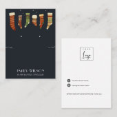 NAVY CHRISTMAS STOCKINGS KETTING EARRING DISPLAY VISITEKAARTJE (Voorkant / Achterkant)