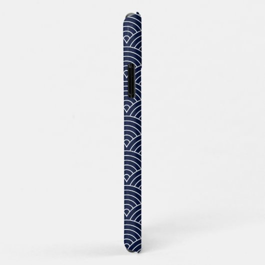 Navy Circle Wave Pattern Gold Name Sjabloon Case-Mate iPhone Case (Achterkant/rechts)