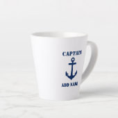 Navy Classic Anker Captain Boat of Naam 2 zijdig Latte Mok (Rechterhoek)