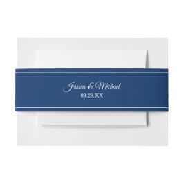 Navy Classic Elegant Script Wedding Uitnodigingen Wikkel