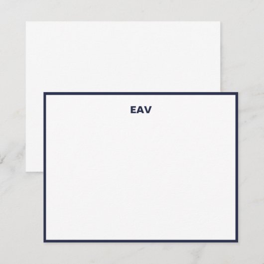 Navy Classic Mannen Briefpapier Kaart (Voorkant / Achterkant)