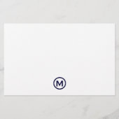 Navy Classic Monogram - Aangepast verhaal Briefpapier (Achterkant)
