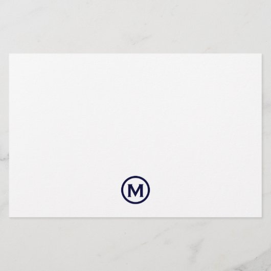 Navy Classic Monogram - Aangepast verhaal Briefpapier (Achterkant)