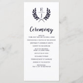 Navy Classic Monogram Trouwprogramma's Programmakaart (Voorkant)