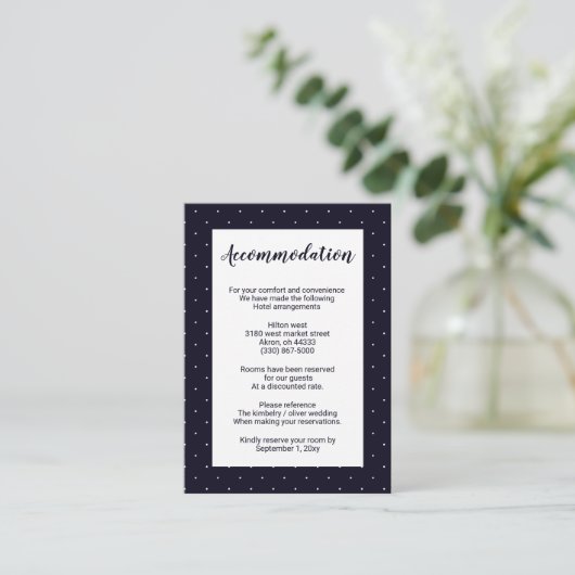 Navy Classic Monogram Weddenschapskaart Informatiekaartje (Staand voorkant)