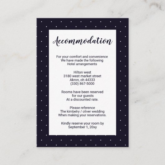 Navy Classic Monogram Weddenschapskaart Informatiekaartje (Voorkant)