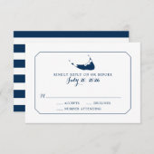 Navy Classic Nantucket Island Kaart Bruiloft RSVP (Voorkant / Achterkant)