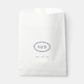 Navy Classic Oval Monogram Wedding Bedankzakje (Voorkant)