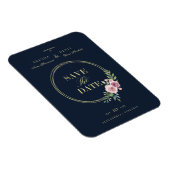 Navy Classic Romantic Elegant Pink Floral Wreate Magneet (Rechterzijde)
