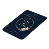 Navy Classic Romantic Elegant Pink Floral Wreate Magneet (Linkerzijde)