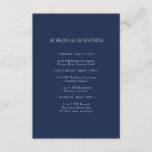 Navy Classic Silver Wedding Schedule of Events Informatiekaartje<br><div class="desc">Gewone tonijn Silver wedding schedule of events enclosure card is great for a modern romantic and elegant wedding. The dark navy blue color palette and minimum vintage typography give it a classiy chic formal touch. The design is flexibel, perfect for a basic contemporary evening, spring, fall, summer, or winter wedding....</div>