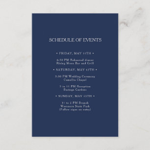 Navy Classic Silver Wedding Schedule of Events Informatiekaartje