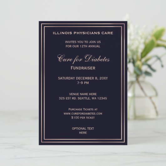 Navy Classy Corporate party Invitation Kaart (Staand voorkant)
